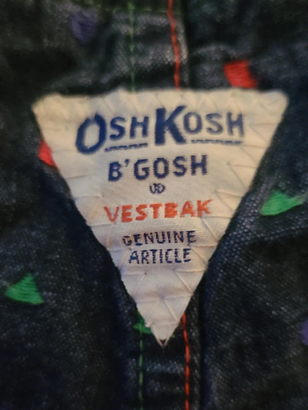 Vintage OshKosh B'gosh Navy Overalls with Red Accent 6 - 9 Months